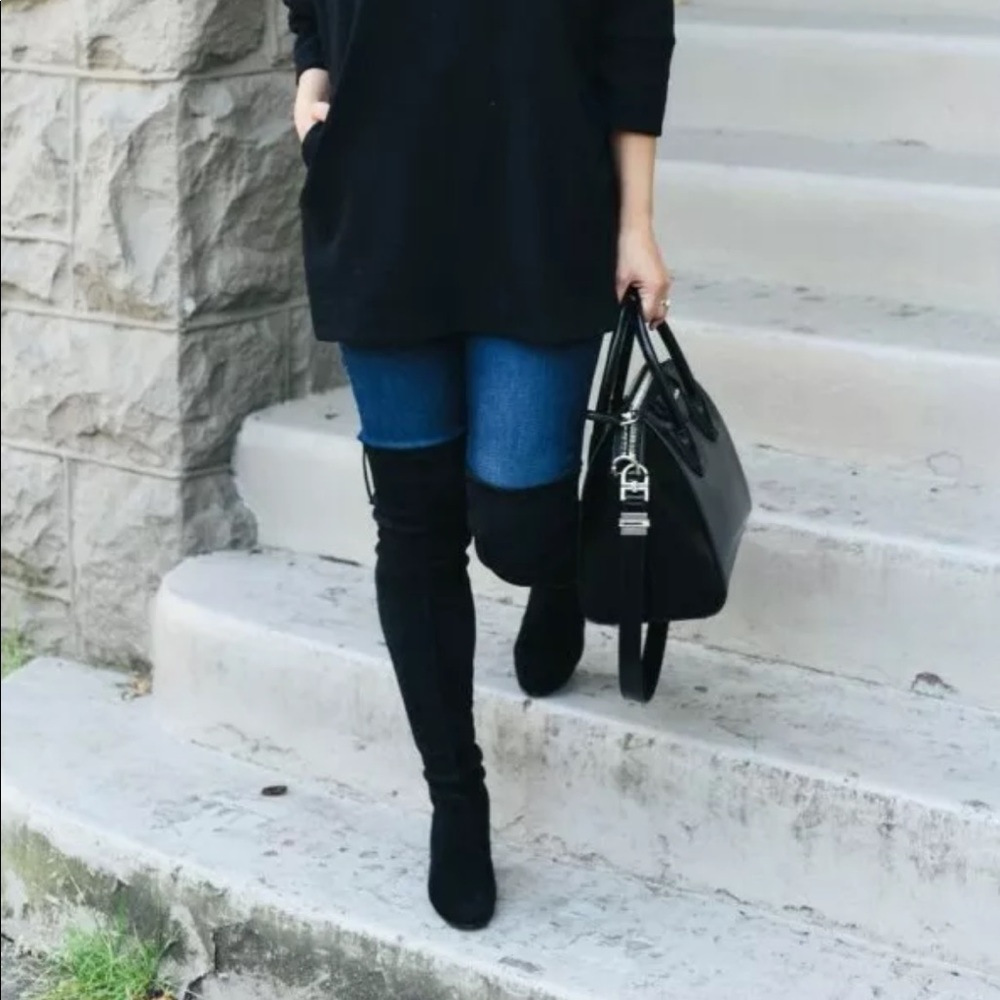 Sole Society Over the Knee Suede Boots- Black